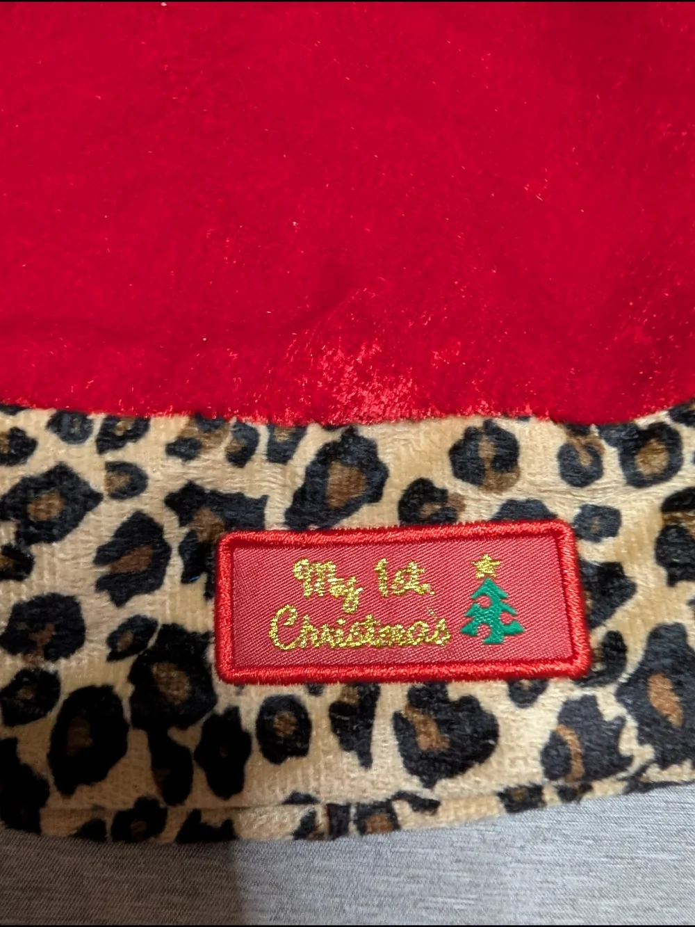 Christmas Leopard Trim Red Christmas Hat - Kids Accessories